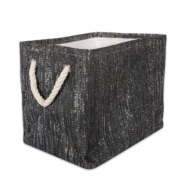 PAPER BIN LUREX BLACK/SILVER RECTANGLE SMALL 11x10x9