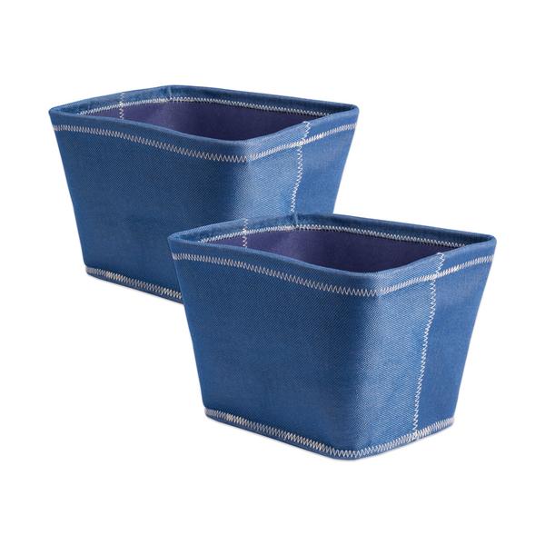 POLY BIN ZIG-ZAG STITCH VARIEGATED BLUE TRAPEZOID 12x10x8 SET/2