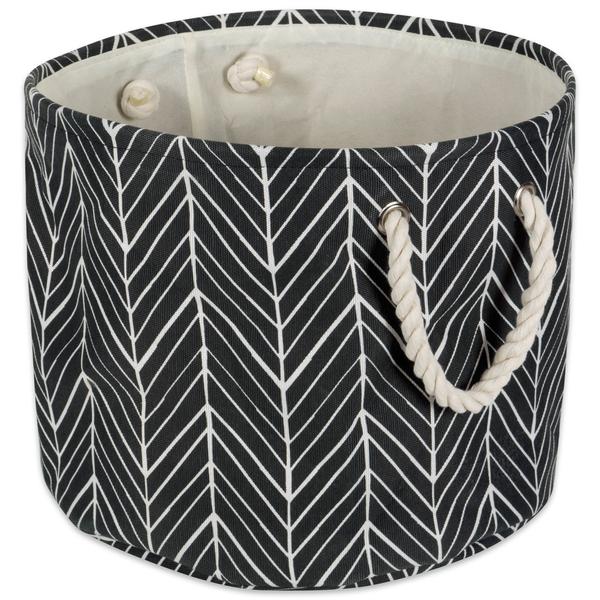 POLYESTER BIN HERRINGBONE BLACK ROUND MEDIUM 12x15x15