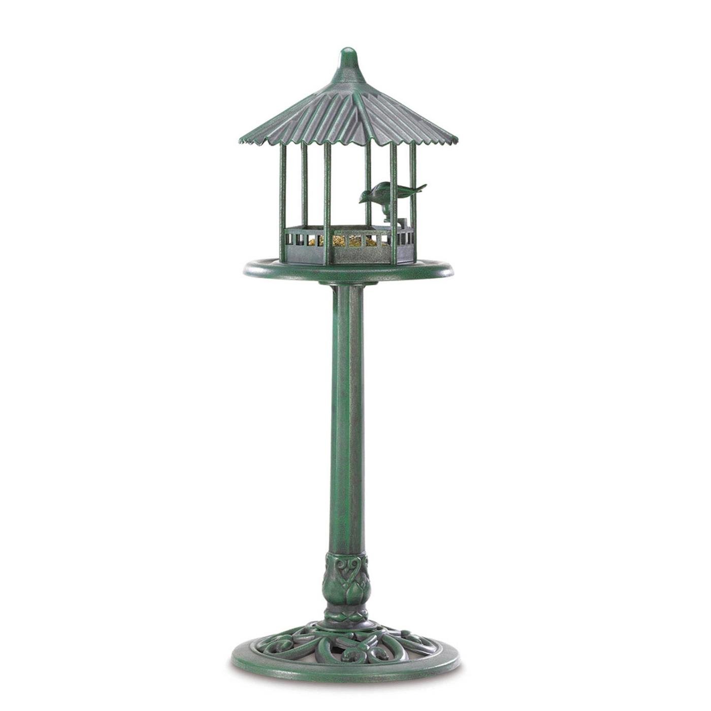VERDIGRIS GAZEBO STANDING BIRD FEEDER