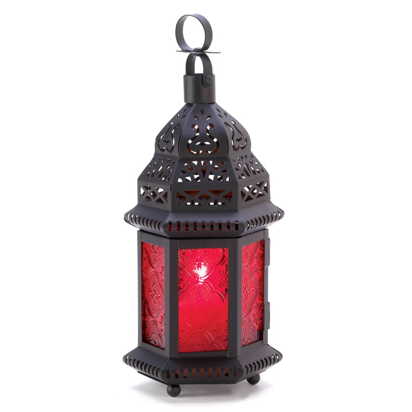 RED GLASS MOROCCAN LANTERN