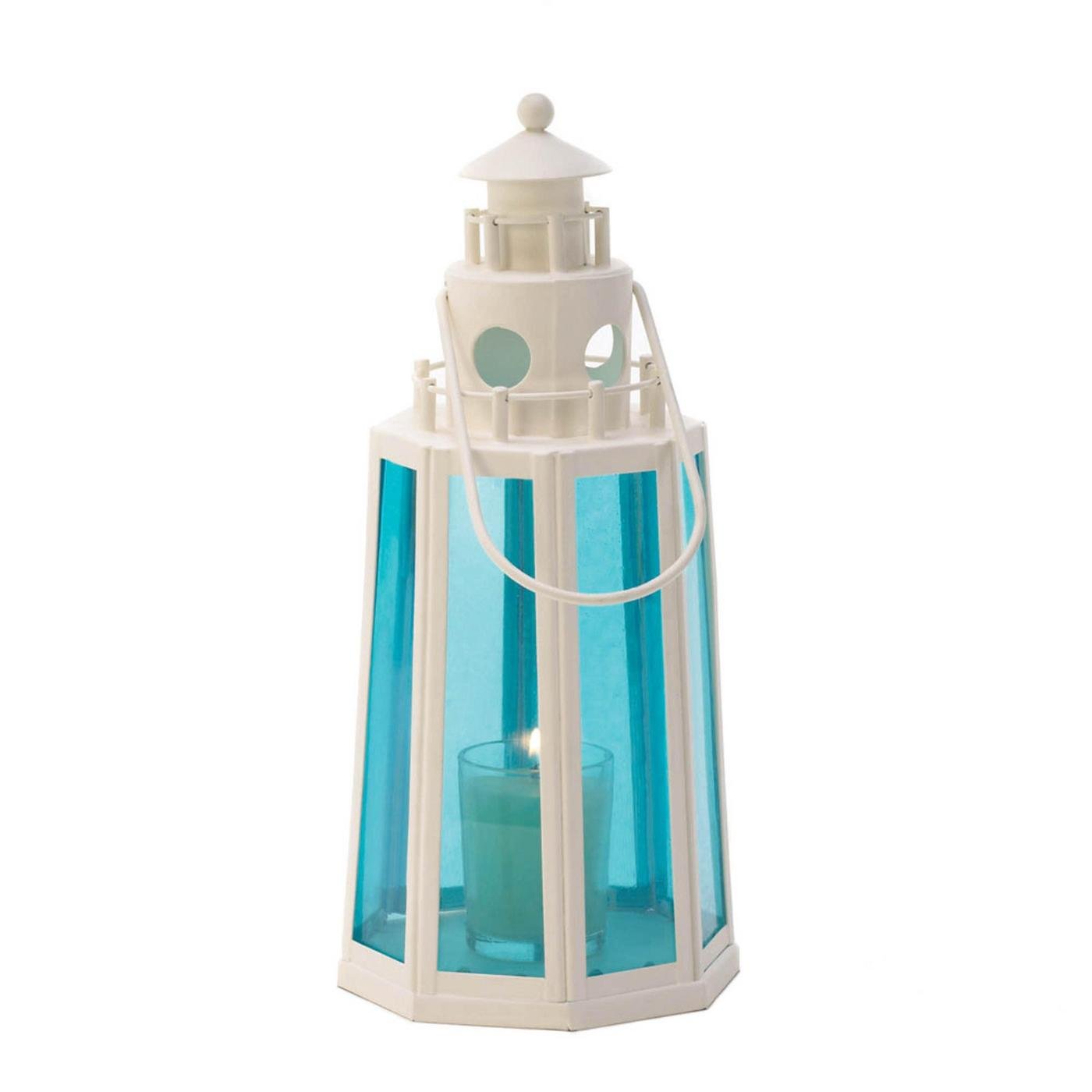 OCEAN BLUE LIGHTHOUSE CANDLE LAMP