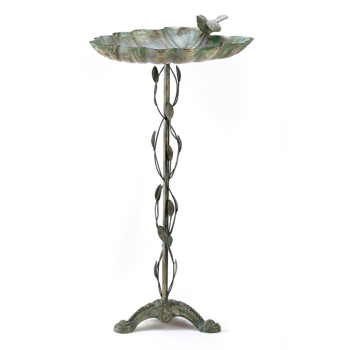 VERDIGRIS LEAF BIRDBATH