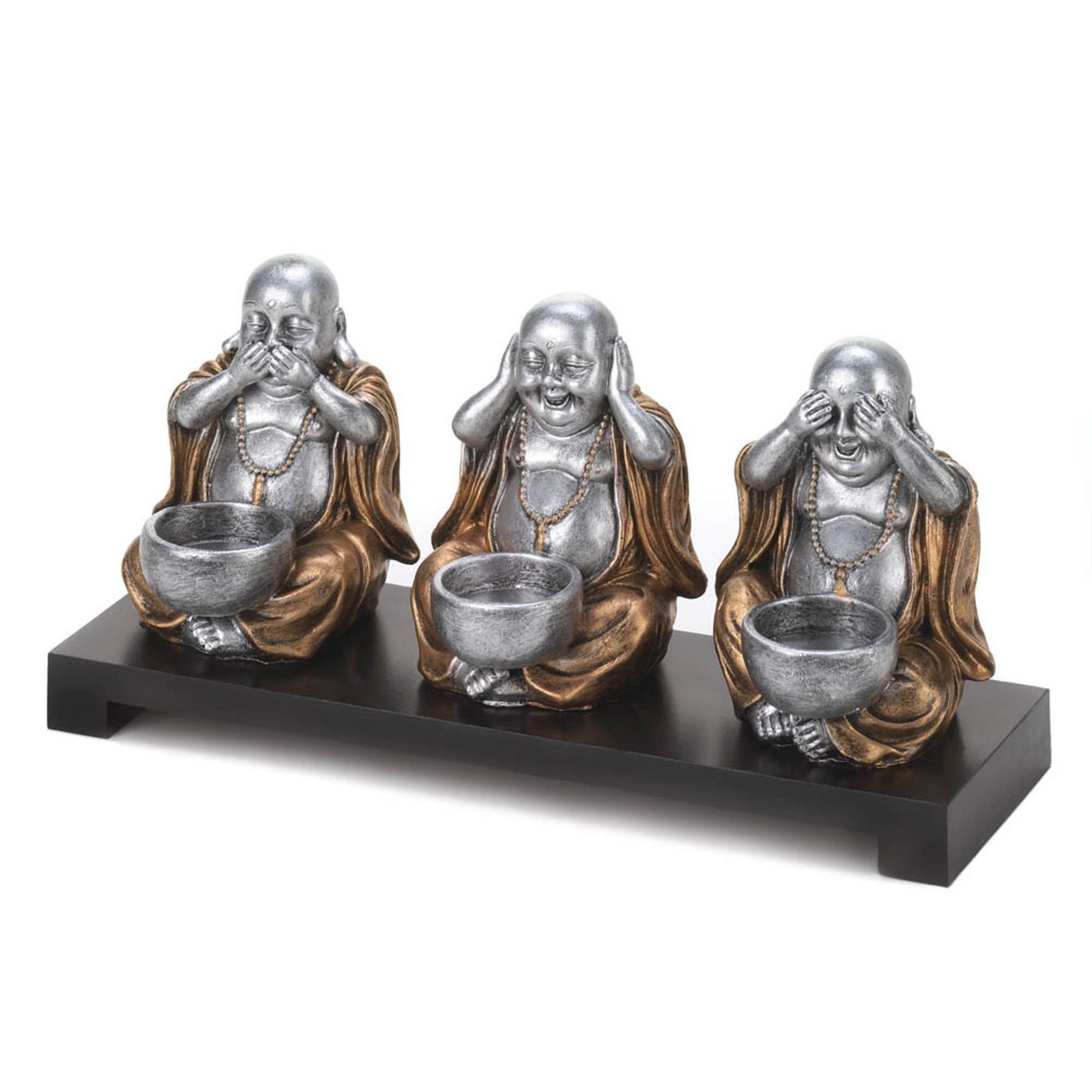 NO EVIL BUDDHA CANDLEHOLDER SET