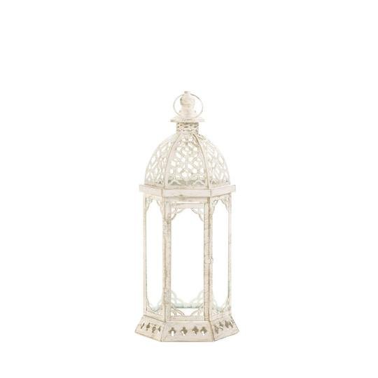 GRACEFUL DISTRESSED SMALL WHITE LANTERN