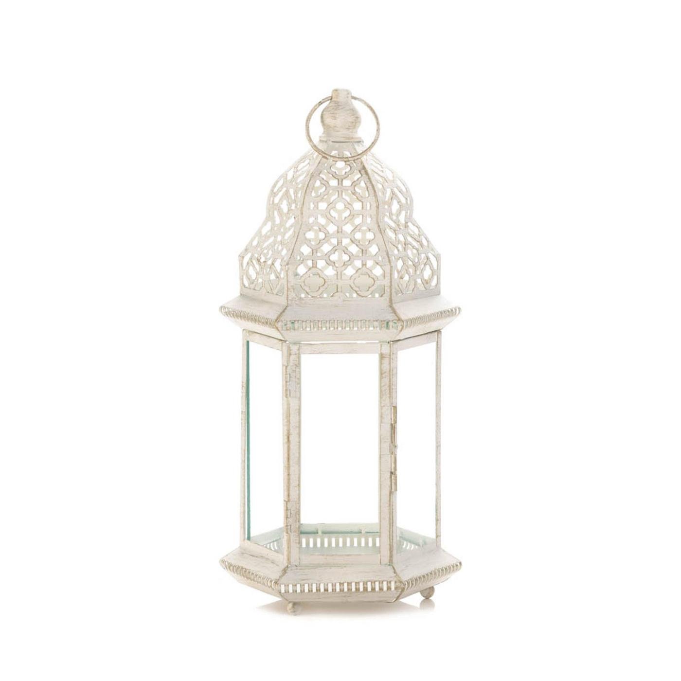 SUBLIME DISTRESSED WHITE LARGE LANTERN