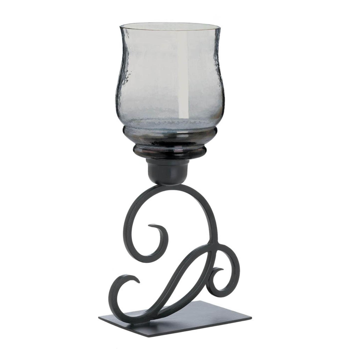 SMOKED GLASS CURSIVE CANDLE STAND