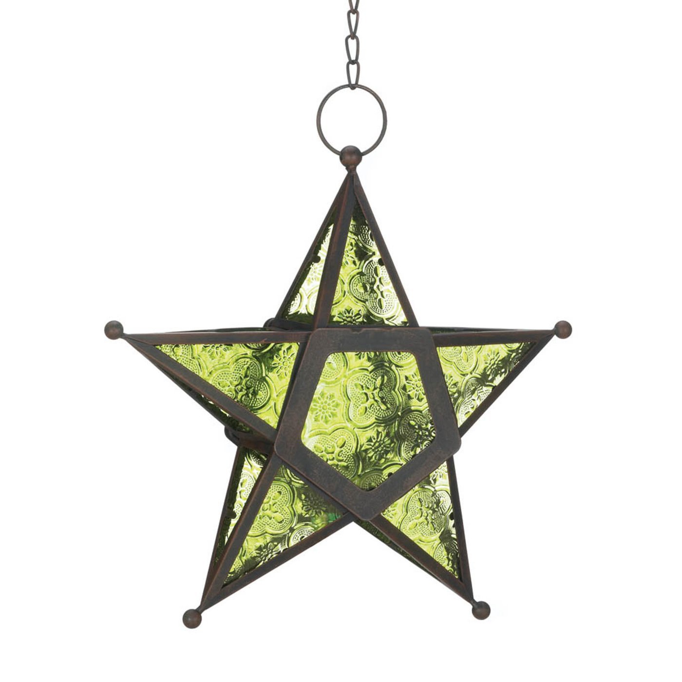 GREEN GLASS STAR LANTERN