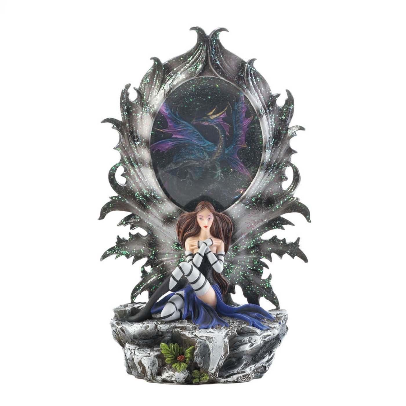 FAIRY AND DRAGON LIGHTED FIGURINE