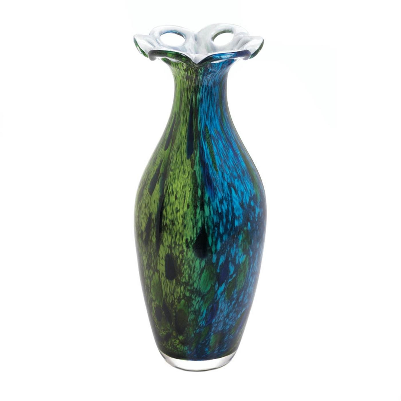 PEACOCK BLOOM ART GLASS VASE