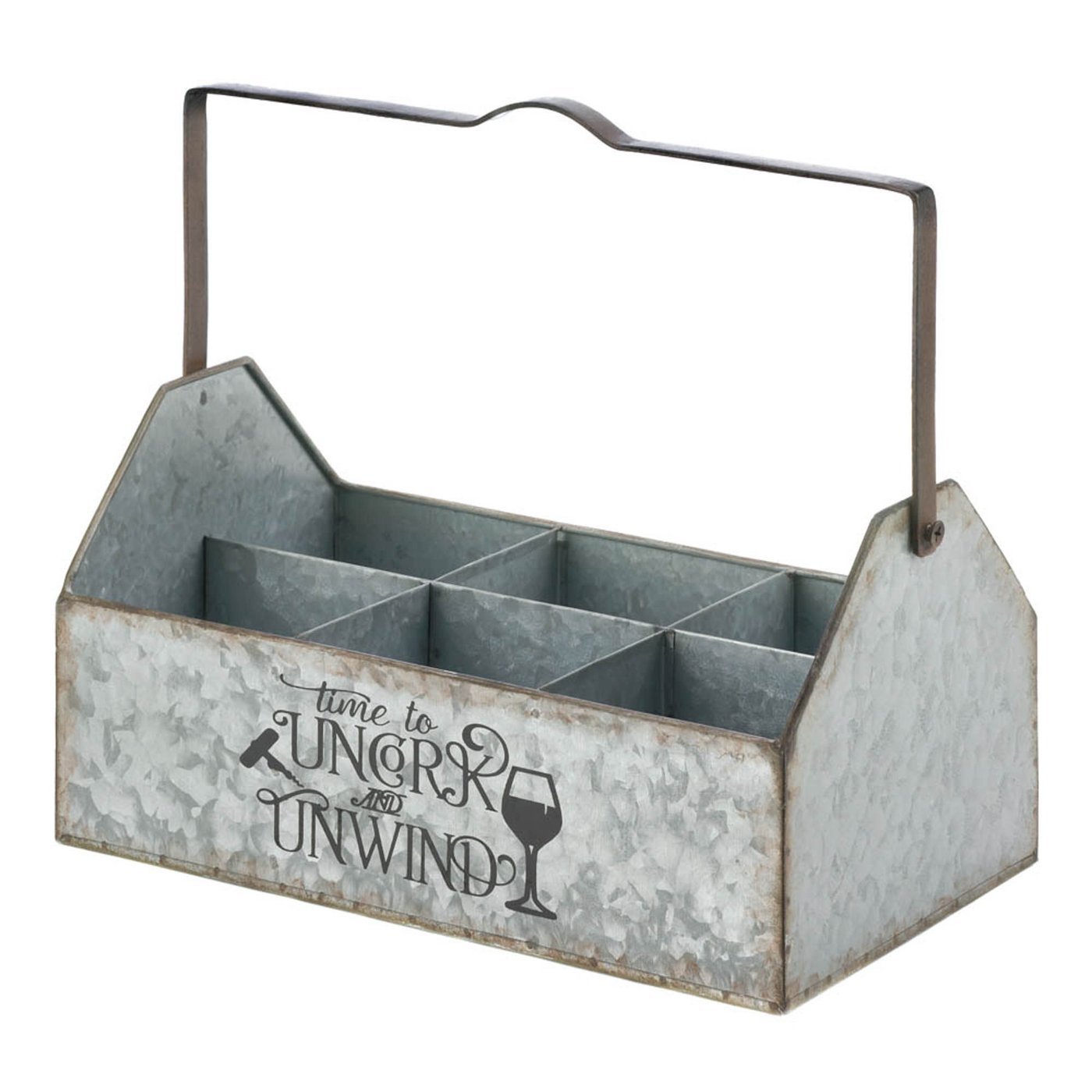 GALVANIZED METAL WINE CADDY