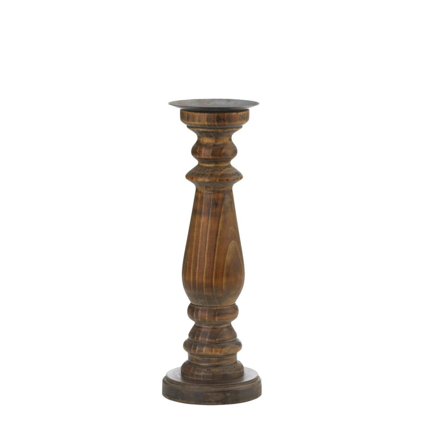 TALL ANTIQUE-STYLE WOODEN CANDLEHOLDER