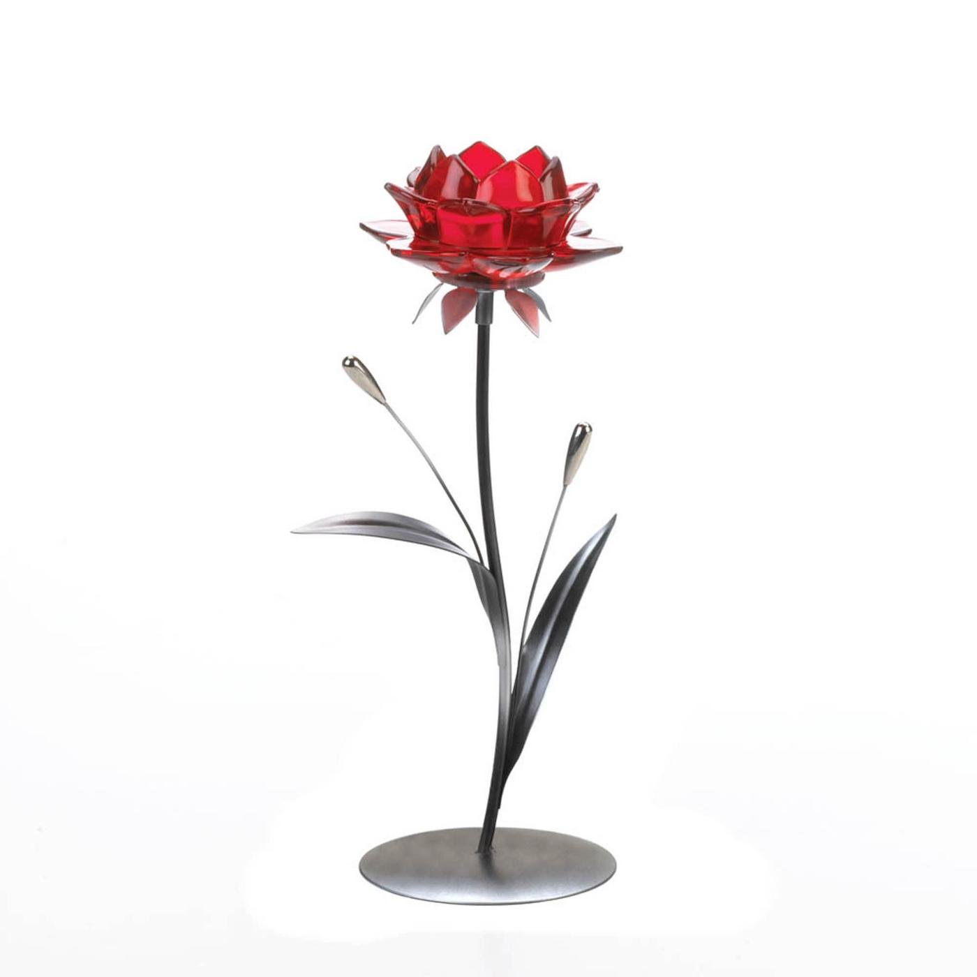 SINGLE RED FLOWER CANDLEHOLDER