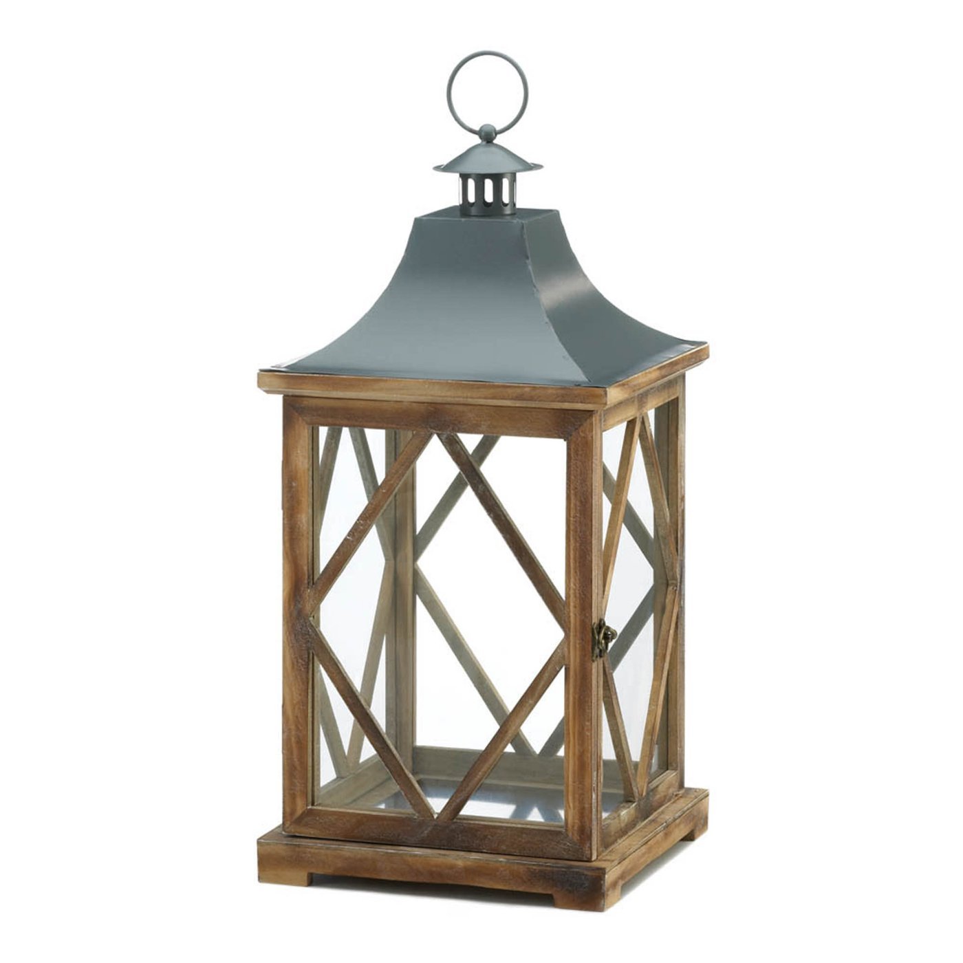 LARGE WOODEN DIAMOND LATTICE LANTERN