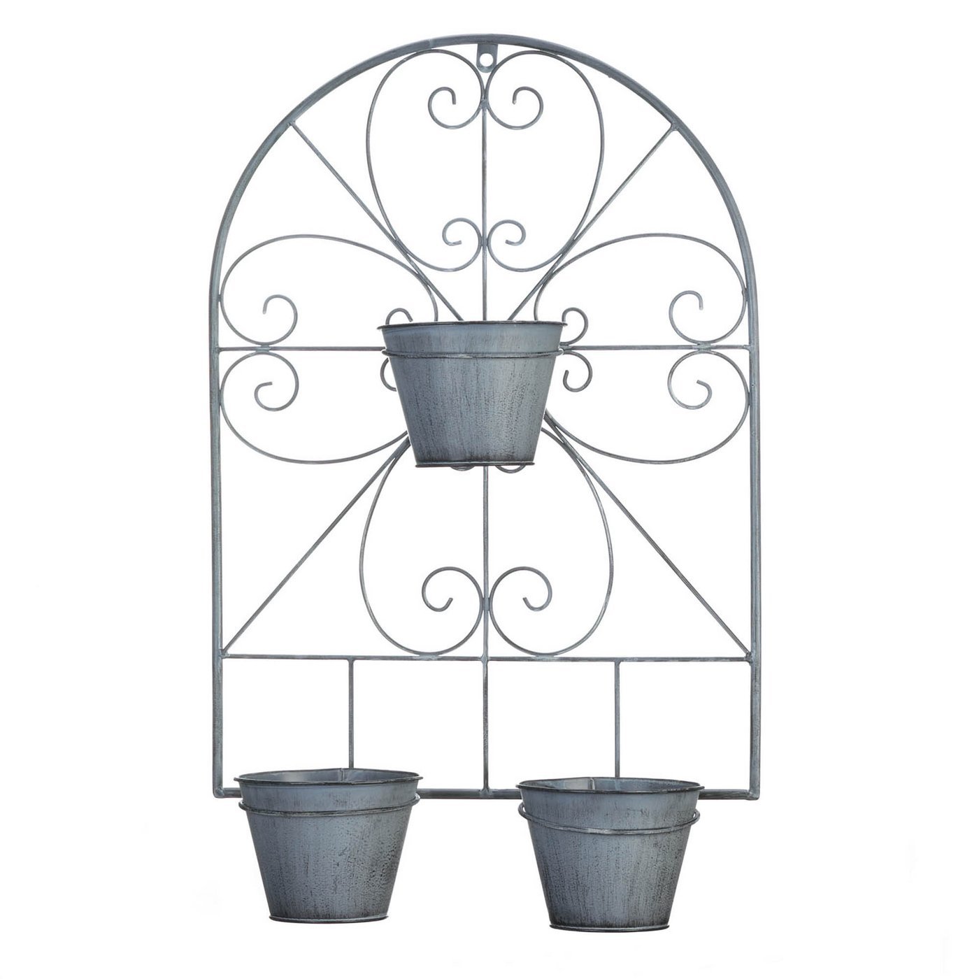 SCROLLWORK TRELLIS WITH FLOWER POTS