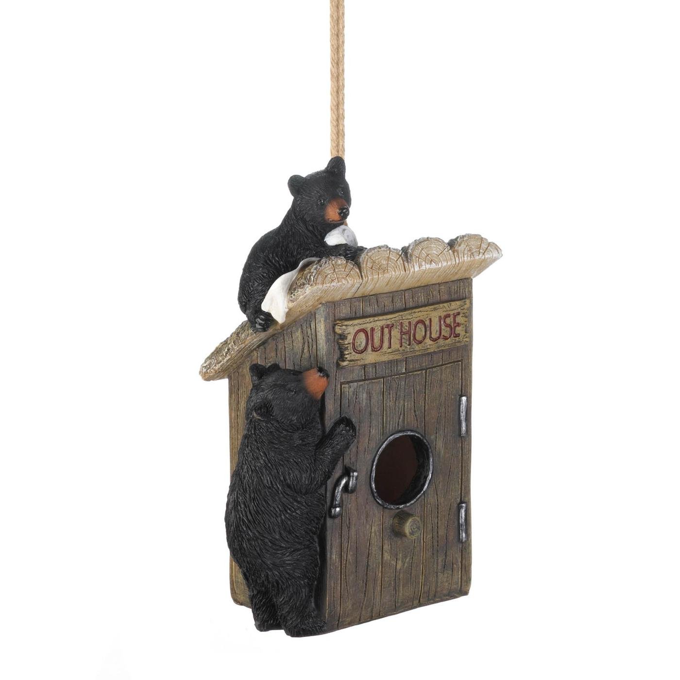 BLACK BEAR OUTHOUSE BIRDHOUSE