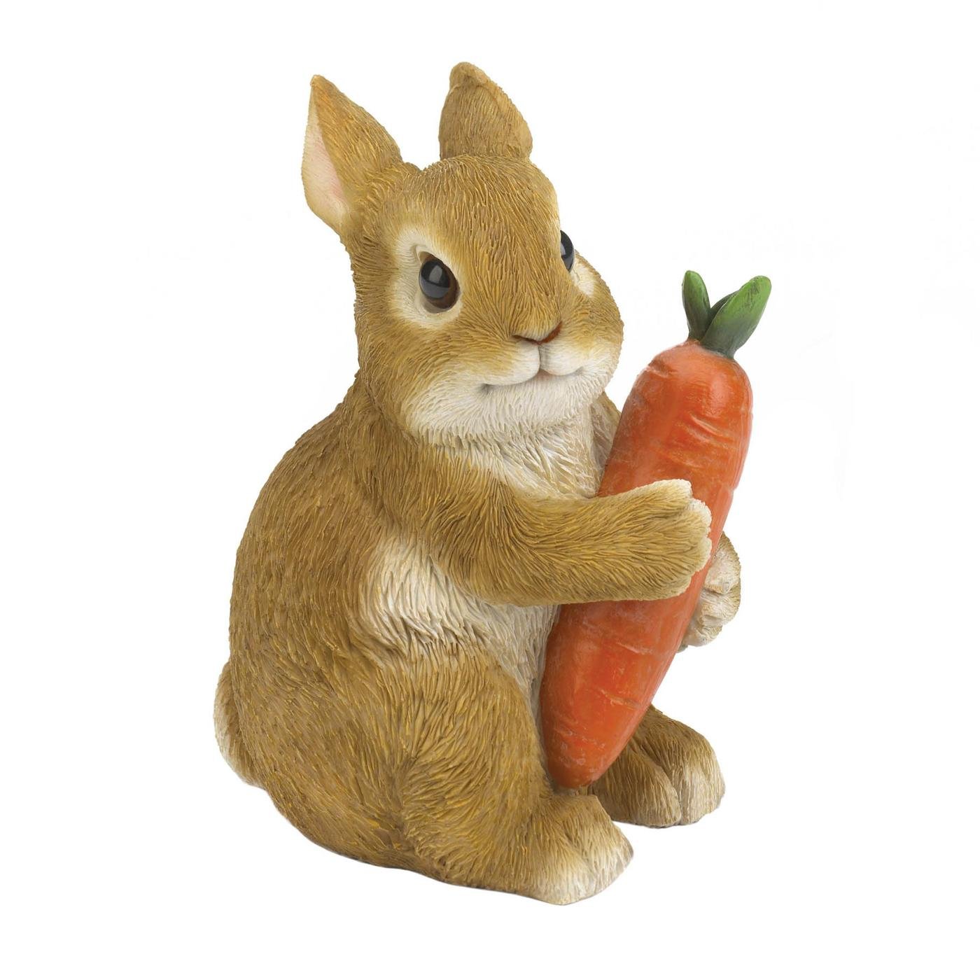 BUNNY HUGGING CARROT GARDEN FIGURINE