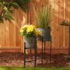 DECO WAVES BUCKET PLANT STAND SET/2
