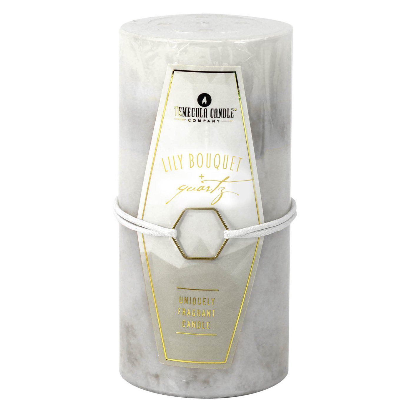 LILY BOUQUET & QUARTZ PILLAR CANDLE 3X6